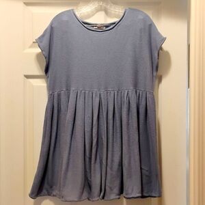 Urban Outfitters Babydoll Mini Dress Blue Kylie Oversized Short Sleeves Size M